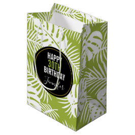 Sacola Para Presentes Média Palma Verde Deixa Padrão Florestal Tropical Aniver