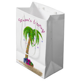 Sacola Para Presentes Média Palmeira de Natal na Areia