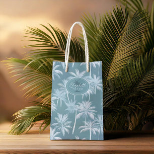 Sacola Para Presentes Média Palmeira havaiana Silhouette Pattern Teal ID1093