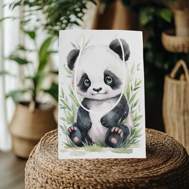 Sacola Para Presentes Média Panda e Bamboo (Panda and Bamboo Greeting Card)