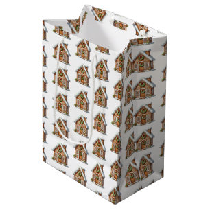 Sacola Para Presentes Média Pão de Gingerpão Padrão Natal