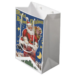 Sacola Para Presentes Média Papai Noel Antigo, Era a Noite Antes do Natal