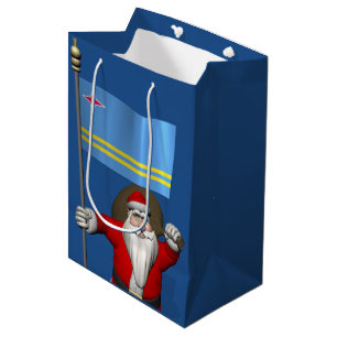 Sacola Para Presentes Média Papai Noel Com Alferes De Aruba