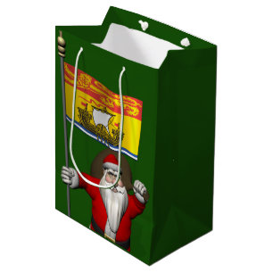 Sacola Para Presentes Média Papai Noel Com Bandeira De New Brunswick