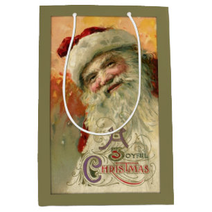 Sacola Para Presentes Média Papai noel de sorriso do vintage personalizado