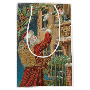 Sacola Para Presentes Média Papai noel do vintage que traz os presentes