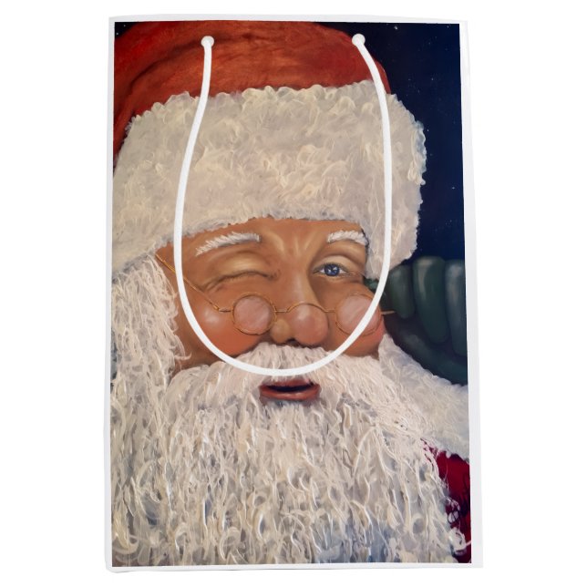 Sacola Para Presentes Média Papai Noel Piscando (Frente)