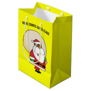 Sacola Para Presentes Média Papai Noel preto com saco do brinquedo