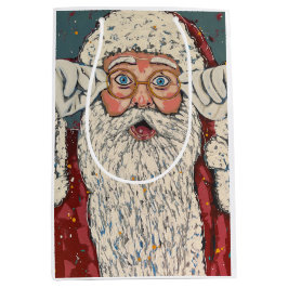 Sacola Para Presentes Média Papai Noel Surpreso