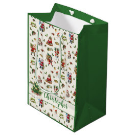 Sacola Para Presentes Média Papai Noel Vintage Personalizado Natal