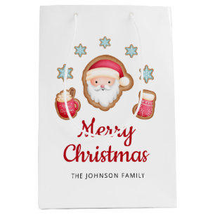Sacola Para Presentes Média Papais noeis bonitos Feliz Natal