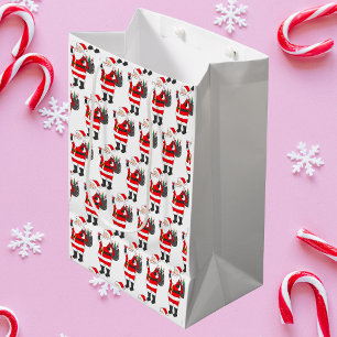 Sacola Para Presentes Média Papais noeis Com Vidro Vermelho E Vinho Saco Natal