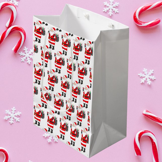 Sacola Para Presentes Média Papais noeis Com Vidro Vermelho E Vinho Saco Natal (Criador carregado)