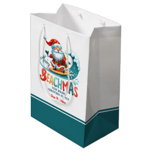 Sacola Para Presentes Média Papais noeis de Beachmas de feliz