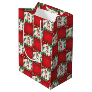 Sacola Para Presentes Média Papais noeis de gatos cortantes modernos Xmas Holl