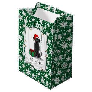 Sacola Para Presentes Média Papais noeis de Natal Black Labrador Retriever Cut