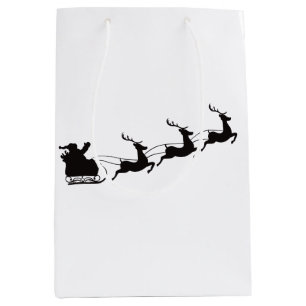 Sacola Para Presentes Média Papais noeis de Natal modernos Sleigh e Reindeer