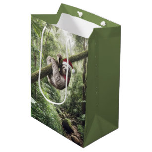 Sacola Para Presentes Média Papais noeis De Natal Na Floresta Tropical