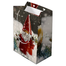 Sacola Para Presentes Média Papais noeis de Natal na neve