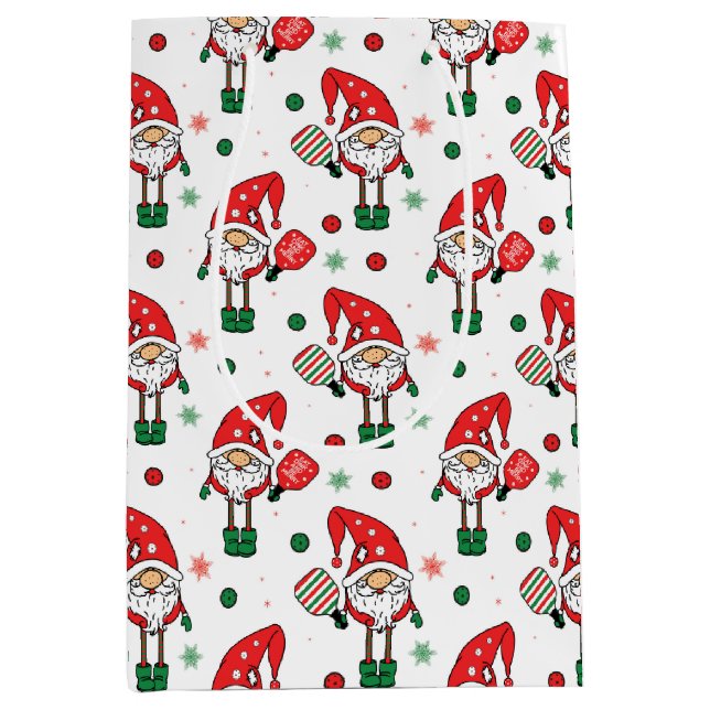 Sacola Para Presentes Média Papais noeis de picleball (Frente)