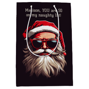 Sacola Para Presentes Média Papais noeis Grumpy de Texto Personalizado