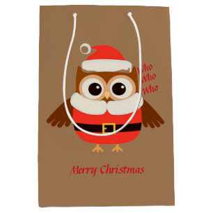 Sacola Para Presentes Média Papais noeis Owl Giftbag