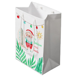Sacola Para Presentes Média Papais noeis tropicais com barra de presentes