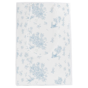 Sacola Para Presentes Média Papel de emblema de pássaro azul e Rosas