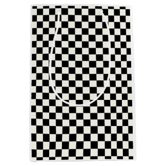 Sacola Para Presentes Média Papel de moldagem de quadro de xadrez preto e bran
