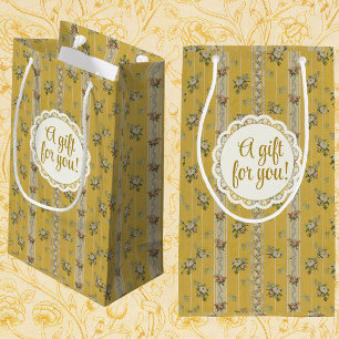Sacola Para Presentes Média Papel de parede antigo vintage personalizado amare
