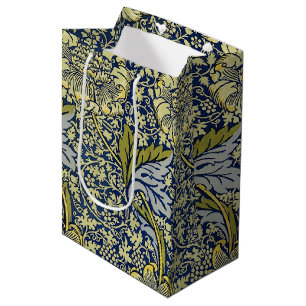 Sacola Para Presentes Média Papel de Parede Floral William Morris Kennet Azul