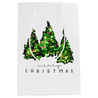 Sacola Para Presentes Média Papel de Presente de Natal com Design de Tinta Alc