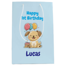 Sacola Para Presentes Média Papel de presente personalizado Feliz 1º Aniversár