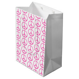 Sacola Para Presentes Média Papel de Presente Símbolo da Paz Rosa