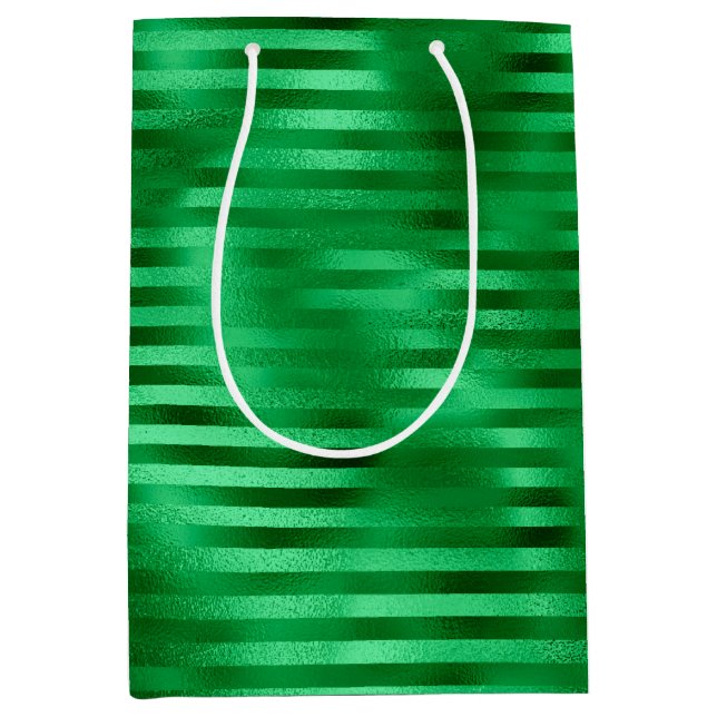 Sacola Para Presentes Média Papel de Seda com Listras Verdes (Frente)