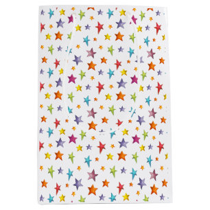Sacola Para Presentes Média Papel embrulhado por estrelas de cor aquosa