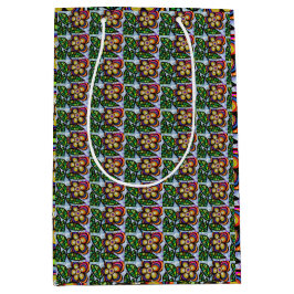 Sacola Para Presentes Média Papel Floral de Enrolamento