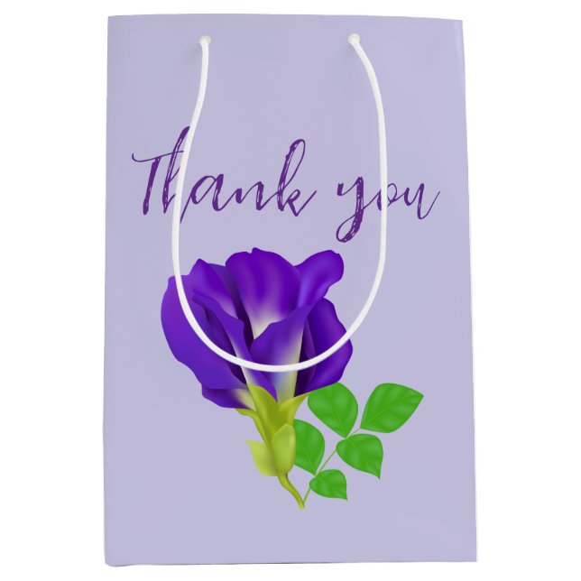 Sacola Para Presentes Média Papel Floral Purple Bloom  (Frente)