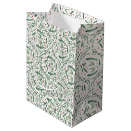 Sacola Para Presentes Média Papel Tecido de Natal com Frutas e Galhos de Inver