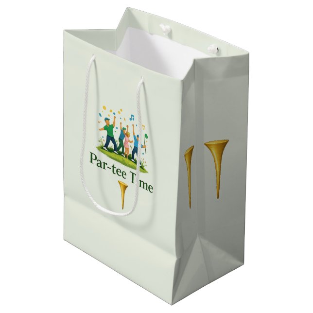 Sacola Para Presentes Média Par-tee Time Golf Gift Bag | Fun Sports Gift (Frente inclinada)
