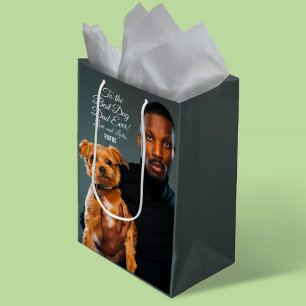Sacola Para Presentes Média Para o melhor Pai de cães alguma vez personalizado