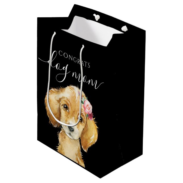 Sacola Para Presentes Média Parabéns Cachorro Mamãe Dift Bag (Frente inclinada)