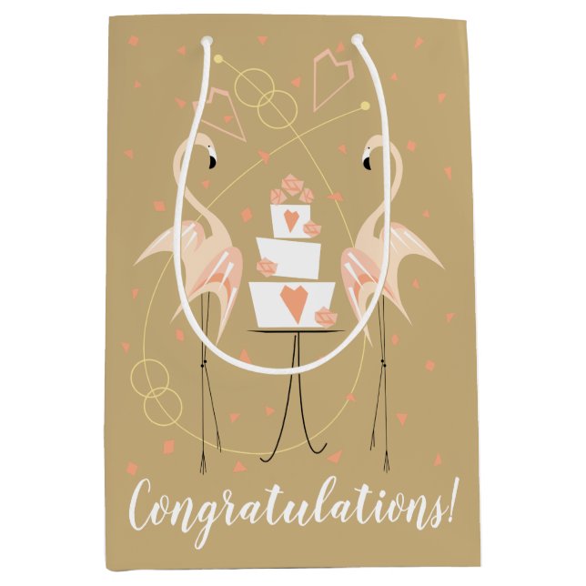 Sacola Para Presentes Média Parabéns de Casamento Flamingo! (Frente)