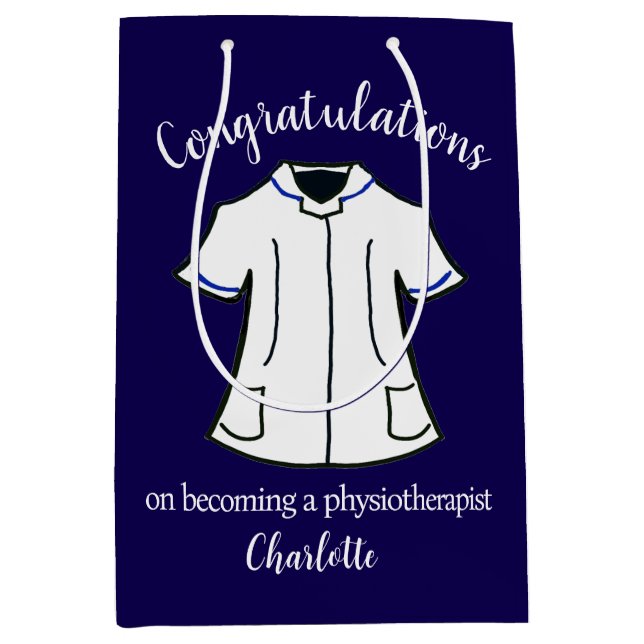 Sacola Para Presentes Média Parabéns em se tornar um fisioterapeuta (Frente)