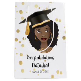 Sacola Para Presentes Média Parabéns Formando! Mulher Negra com Boné de format