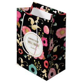Sacola Para Presentes Média Parabéns Formando. Padrão Floral Moderno