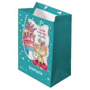 Sacola Para Presentes Média Parabéns.Nome personalizado  Gatinhos engraçados