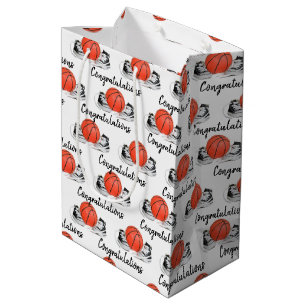 Sacola Para Presentes Média Parabéns para bebês tênis e basquete