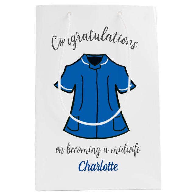 Sacola Para Presentes Média Parabéns para se tornar parteira (Frente)