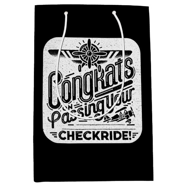 Sacola Para Presentes Média Parabéns por ter passado o cheque! (Frente)